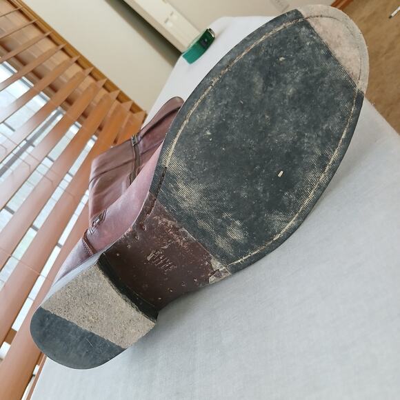 SINGLE LEFT FOOT ONLY Frye Molly Button Tall Boot 10B brown leather zip 1" heel - Picture 8 of 16